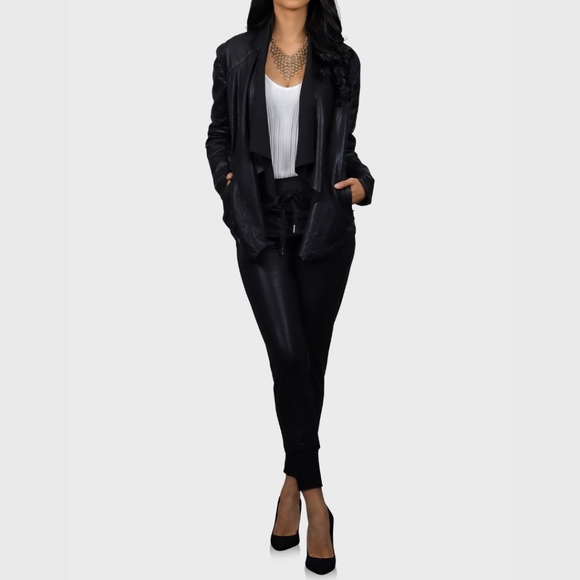 Open Lapel Leather Jacket - Picture 4 of 6